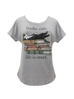Books. Cats. Life is Sweet. Women’s Relaxed Fit T-Shirt