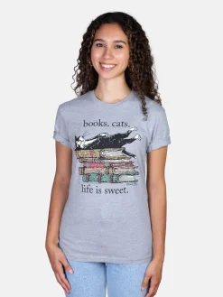 Books. Cats. Life is Sweet. Unisex T-Shirt